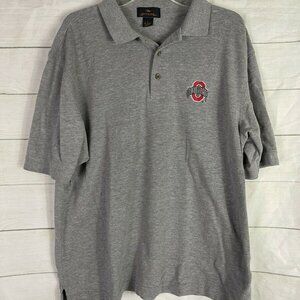 Mens Ohio State Antigua Polo Shirt Gray Embroidered Logo Size Large 100% Cotton